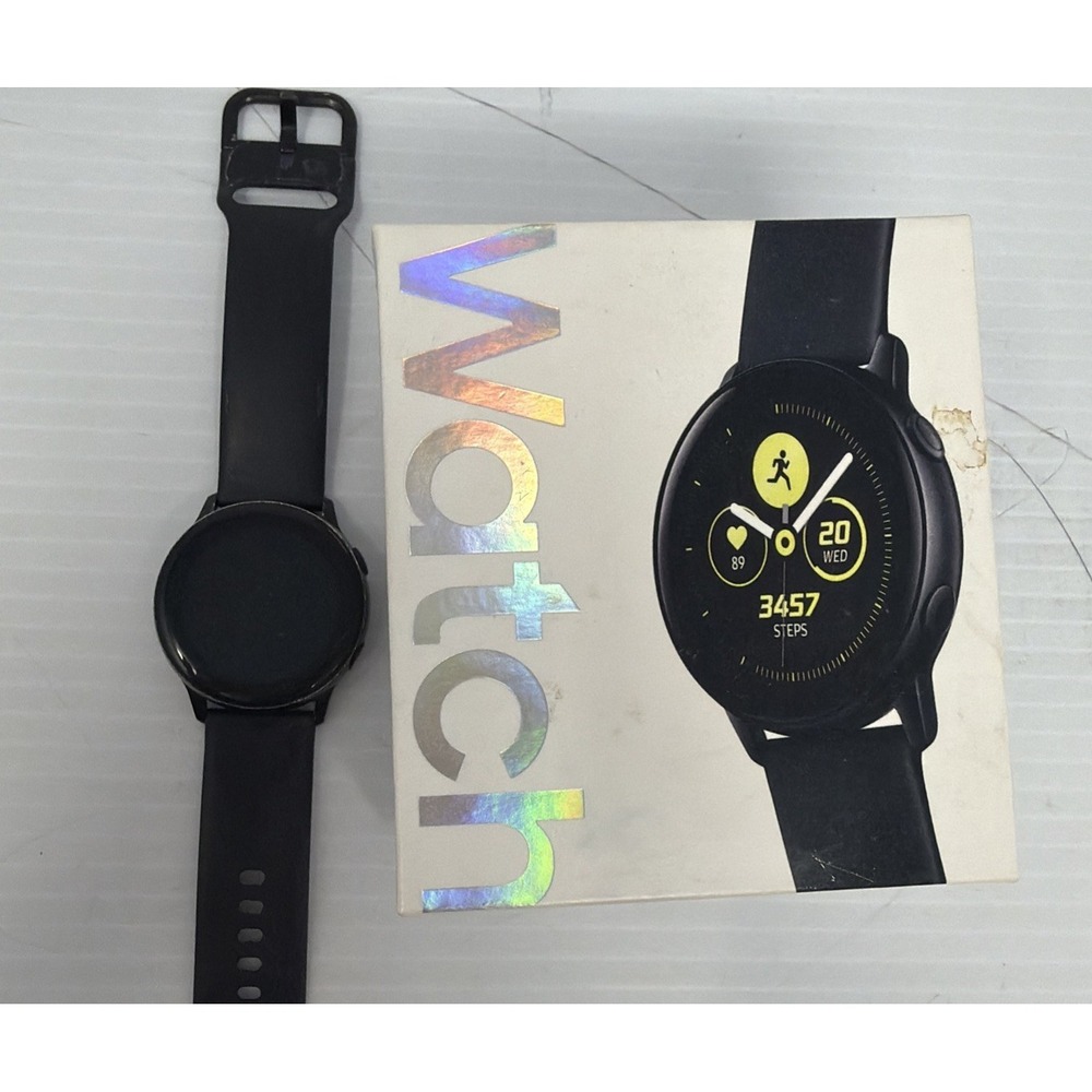 Samsung Galaxy Watch Active SM-R500 40mm Black Silicone Band GPS UNTESTED READ*